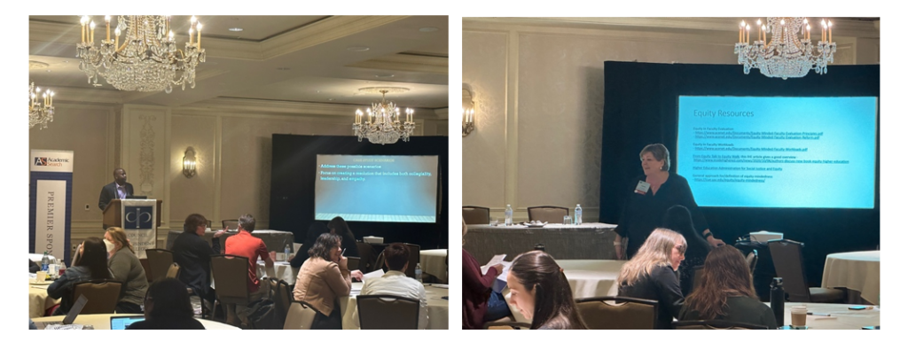 2 photos: Matthew Oware (left), University of Richmond, and Jenna Templeton, Chatham University, presenting