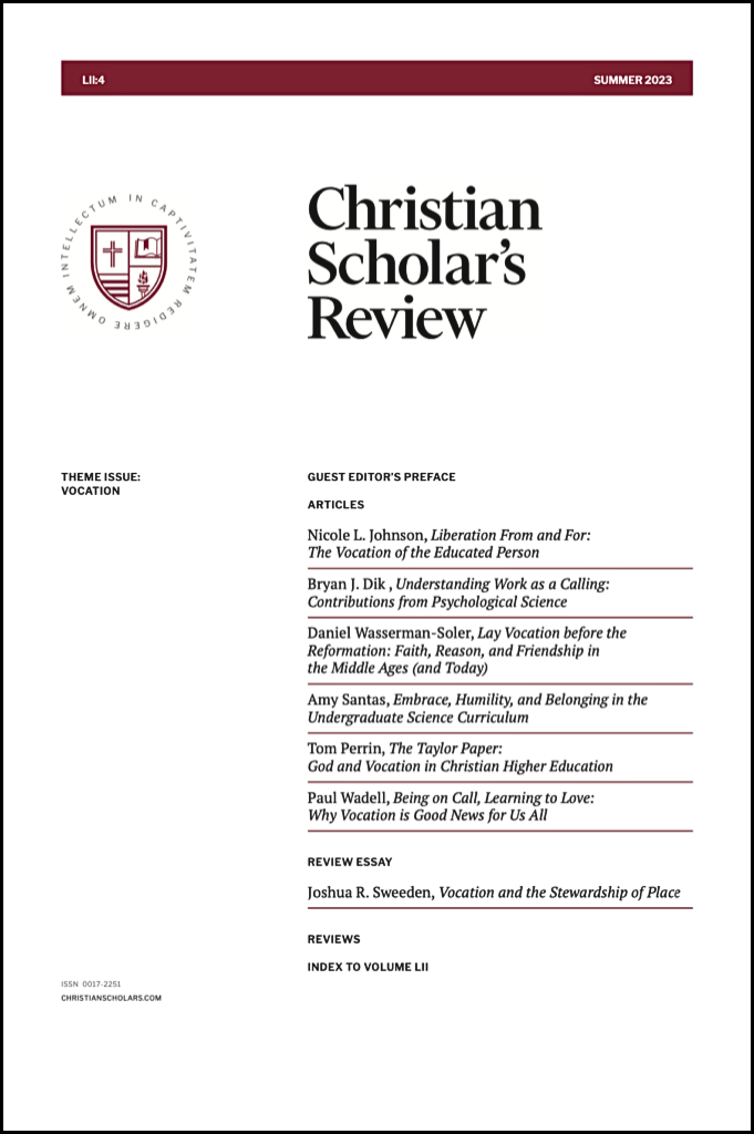Book cover for the "Christian Scholars Review, Summer 2023 ed."