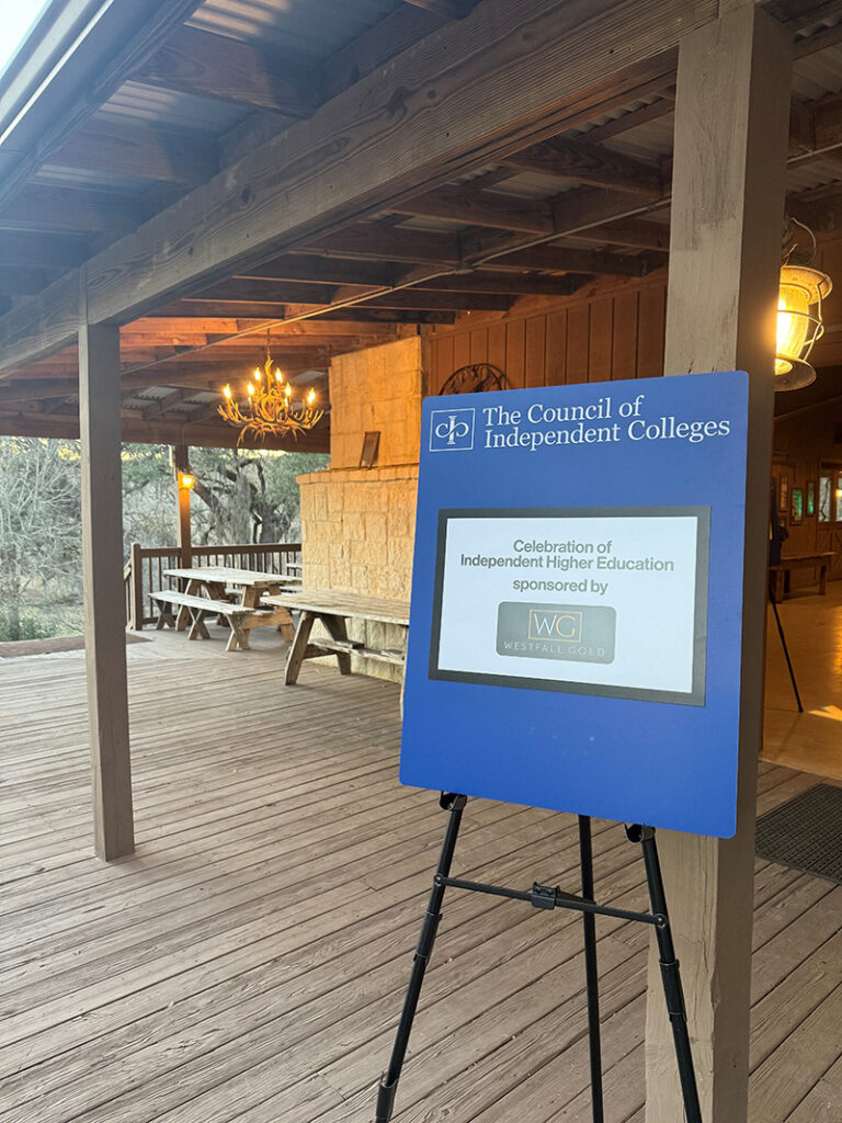 CIC sign for the Celebration of Independent Higher Education outside the entrance to the ranch